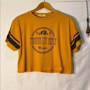 Mustard Panama City Beach 1920 relaxed crop tee